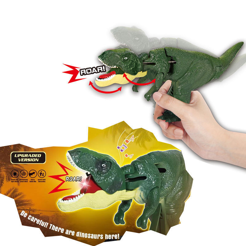 Hot selling bite shaking swing head Tyrannosaurus Rex Grabber trigger dinosaur telescopic fidget toy for kids