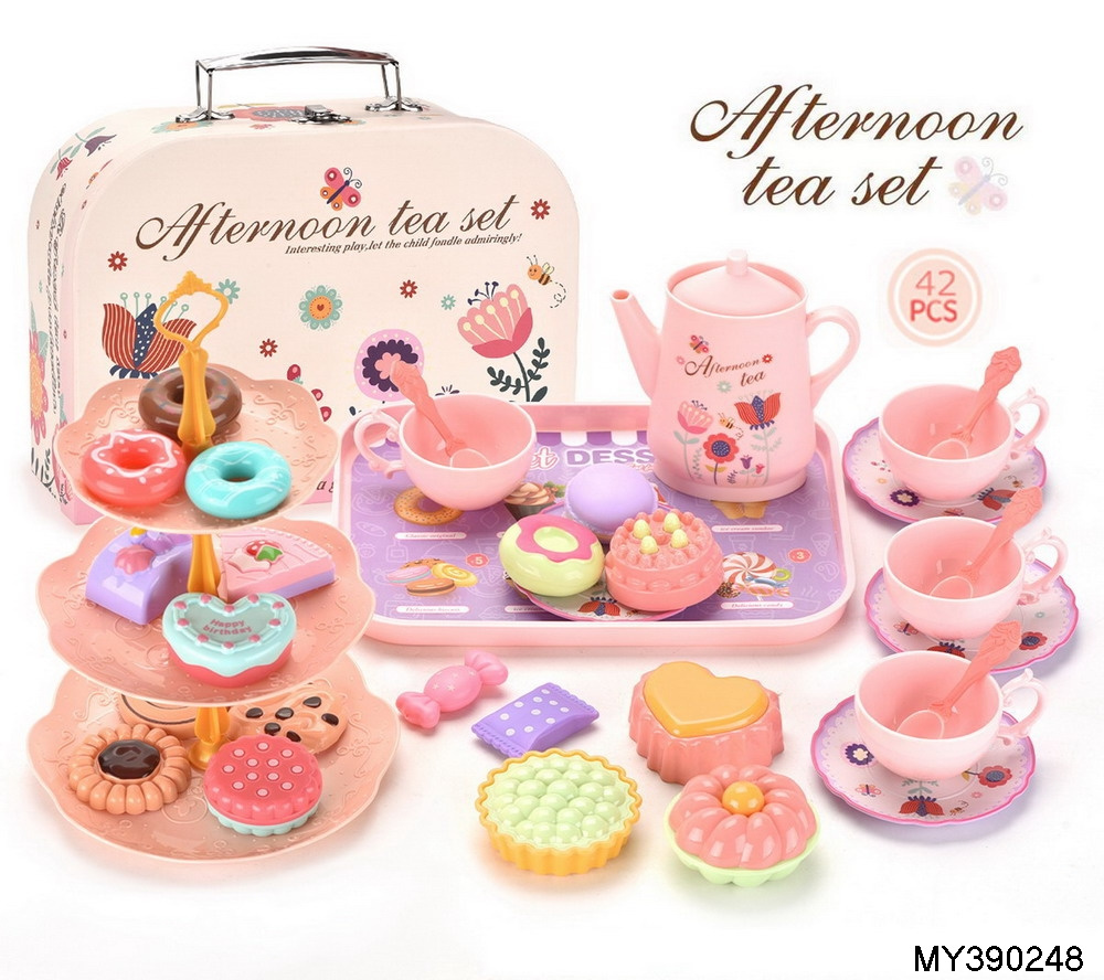 children tinplate afternoon tea break tea set princess role girls play house kitchen toys 46pcs