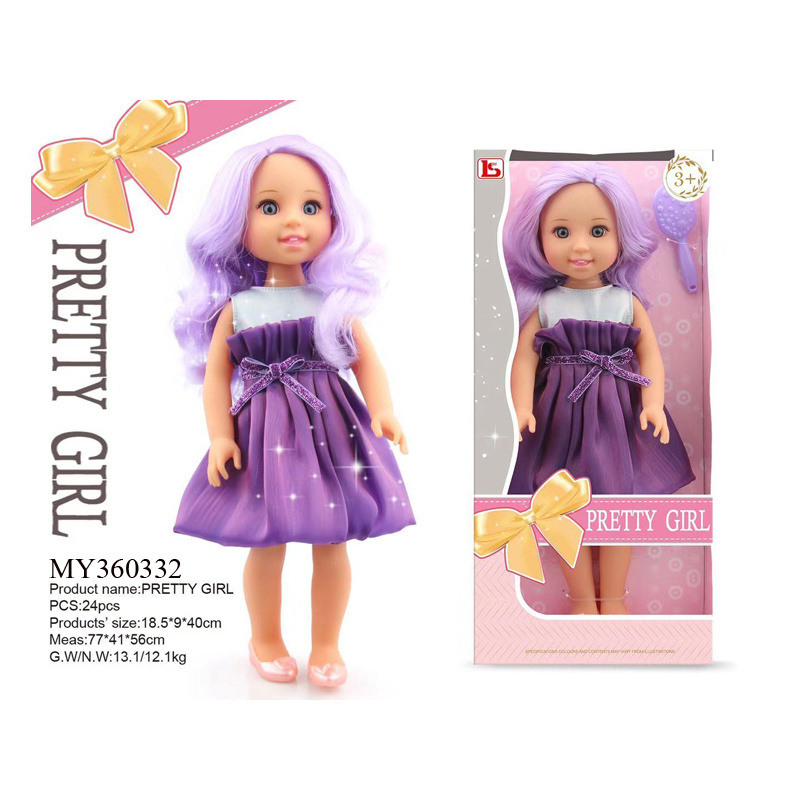 custom fashion girl doll 15 inch princess Long curly hair purple dressing girls toys dolls for kids