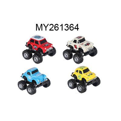 Hot selling Q version Alloy Pull back car toys Die cast model big wheel car sliding car toys for kids