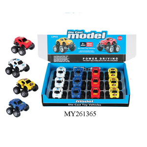 Hot selling Q version Alloy Pull back car toys Die cast model big wheel car sliding car toys for kids