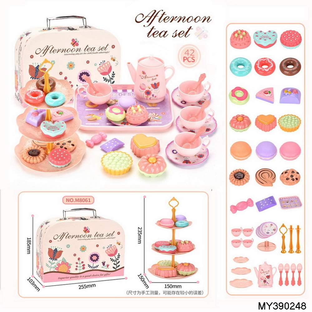 children tinplate afternoon tea break tea set princess role girls play house kitchen toys 46pcs