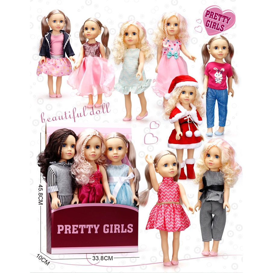 fashion girl 18 inch Doll  weave Hair dress 3 styles clothes Collection American Dolls for kids