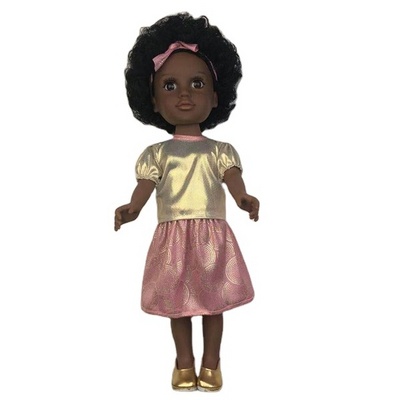 fashion big size 18 inch vinyl doll full body black skin vinyl body skirt doll with afro hair toys for girls