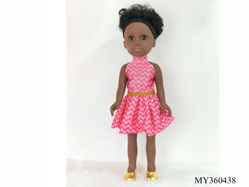 fashion big size 18 inch vinyl doll full body black skin vinyl body skirt doll with afro hair toys for girls