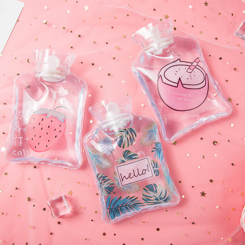 Cute Hot Water Bottles Mini Transparent PVC Hand Warm Water Bottle Portable Leakproof Hand Warmer Heat Therapy Bottle