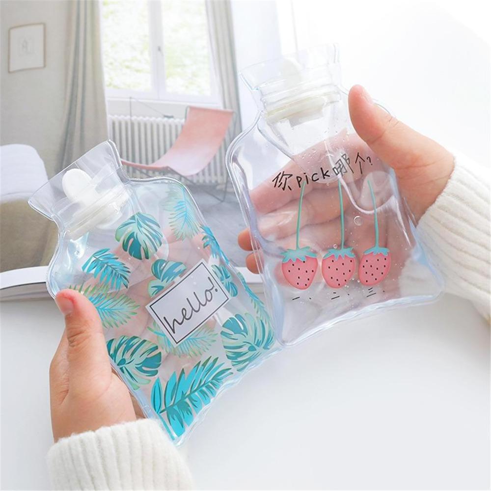 Cute Hot Water Bottles Mini Transparent PVC Hand Warm Water Bottle Portable Leakproof Hand Warmer Heat Therapy Bottle