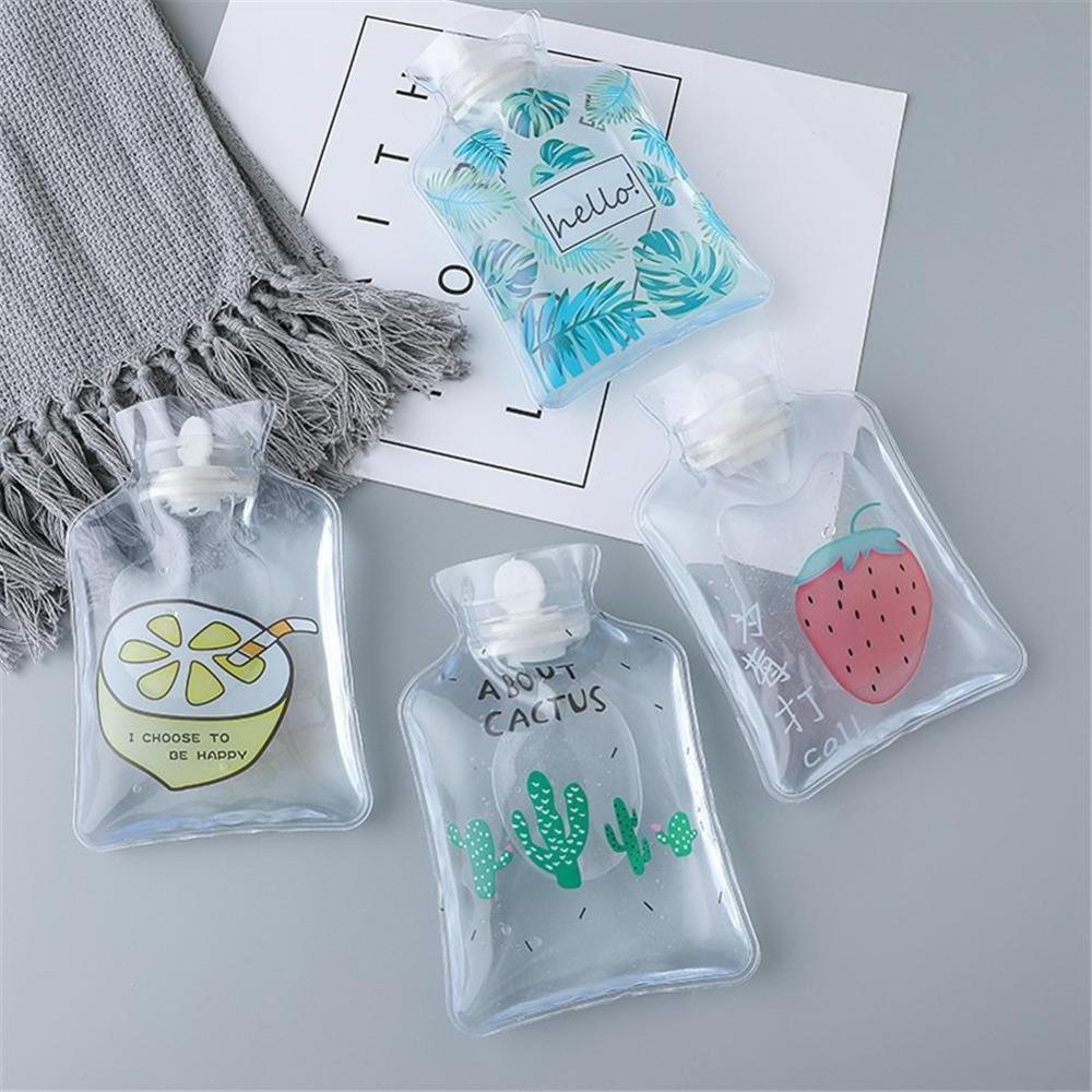 Cute Hot Water Bottles Mini Transparent PVC Hand Warm Water Bottle Portable Leakproof Hand Warmer Heat Therapy Bottle