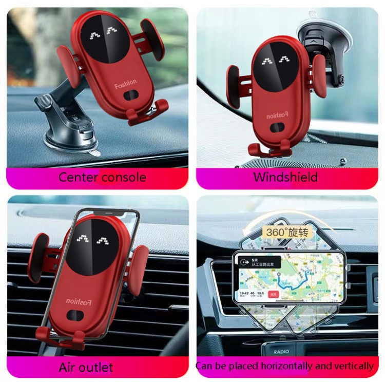 New Fashion Smile Cartoon Portable Car Cup Holder Cutomatic 15w Fast Charging Fast Mobile Phone Holder Wireless Car Charger