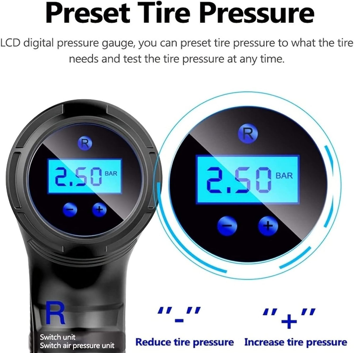 Wireless Handheld Tire Inflator Digital Automatic Portable Air Compressor Pump Mini Compressor Air Car Tyre Inflator