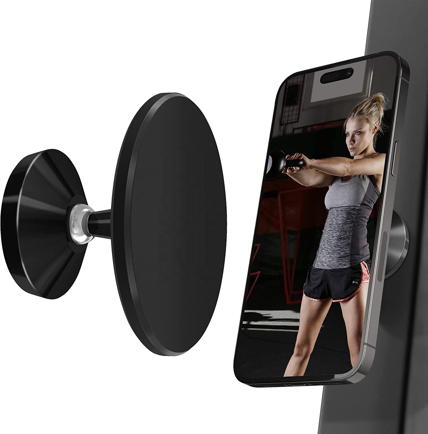 Upgrade Zinc Alloy Phone Mount Universal Cell Phone Grip Dual Side Magnetic Gym Phone Mount For Videos Ins