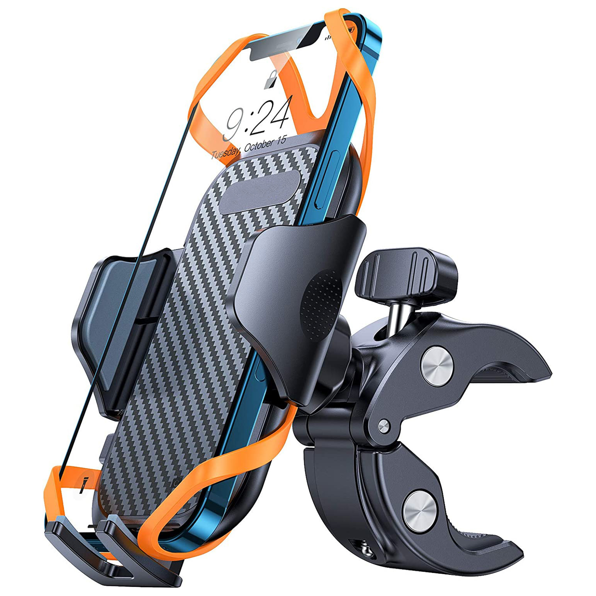 Scooter ATV Boat Spin Bike Phone Holder Universal Cell Phone Clamp Bike Motorcycle Phone Mount With Secure Silicone Band