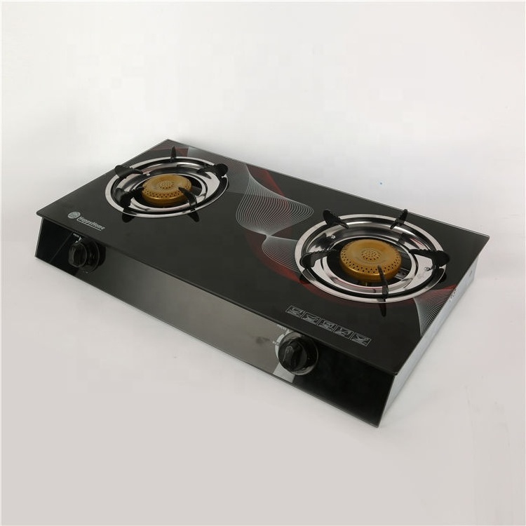 Best Quality Gas Cooktop Household 2 Burner Table Gas Stove Tempered Glass Top Gas Stove