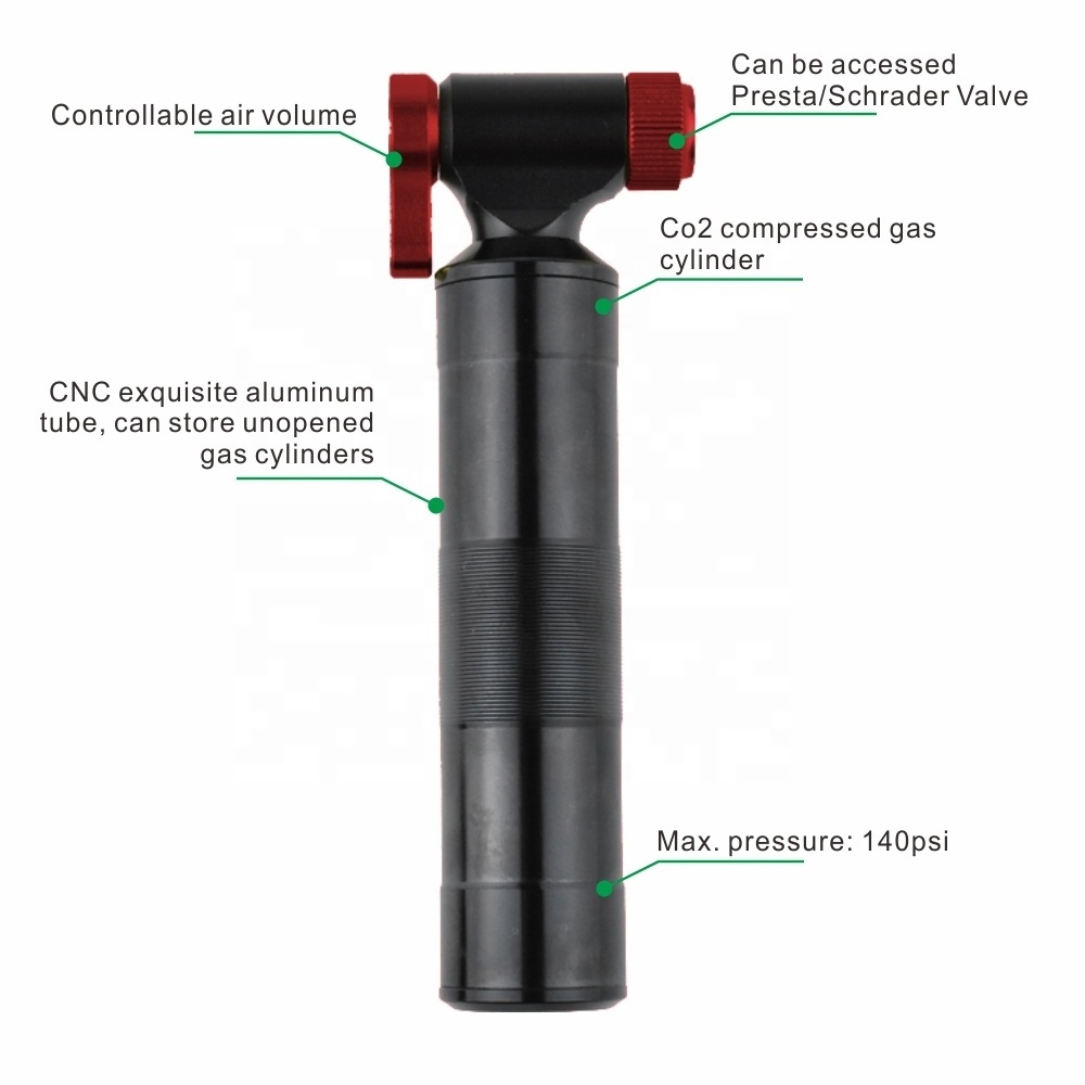 High Quality Cycling Accessories CO2 Pump Cartridge Adapter Nozzle Bicycle Pump Mini Portable Inflator for Mountain Bike