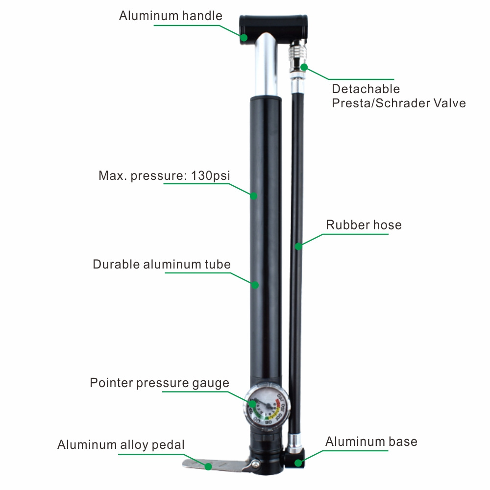 High Capacity Mini Floor Pump with Gauge