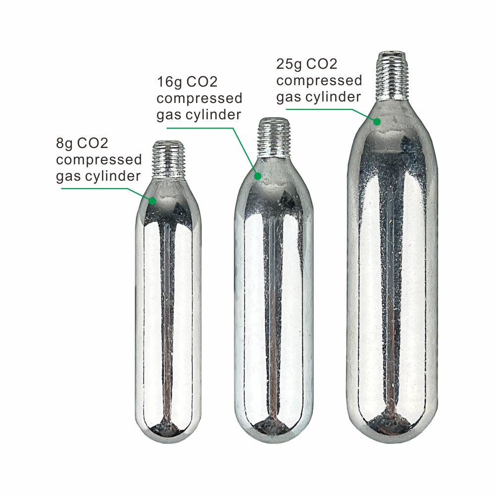 8g 16g 25g 33g CO2 Cartrigdes for CO2 Bike Tire Inflator CO2 Canister with Threaded Head