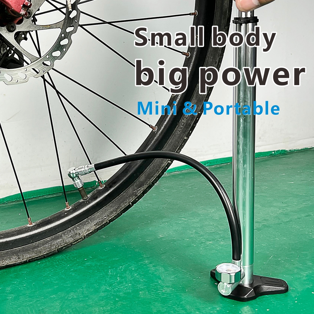 High Quality Bike Tire Air Pump 150psi Mini Portable Bicycle Floor Pump with Gauge