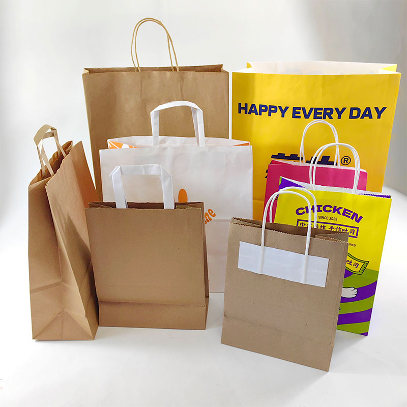 Custom Logo Printed Kraft Paper Bag Embossing Handmade Carry Out Packaging Shopping Brown kraft Paper Bag With Handle