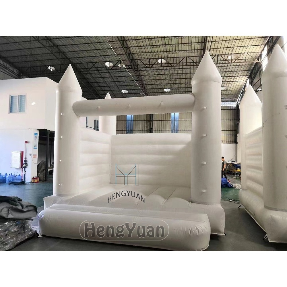 Hengyuan White Inflatable Wedding Bouncer Castle House / Jumping Moon Bounce Bridal Bounce For Wedding Party Rent