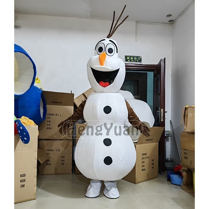 Hengyuan Olaf mascot costumes white snowman custom design mascot ,hot sell cartoon fur costumes