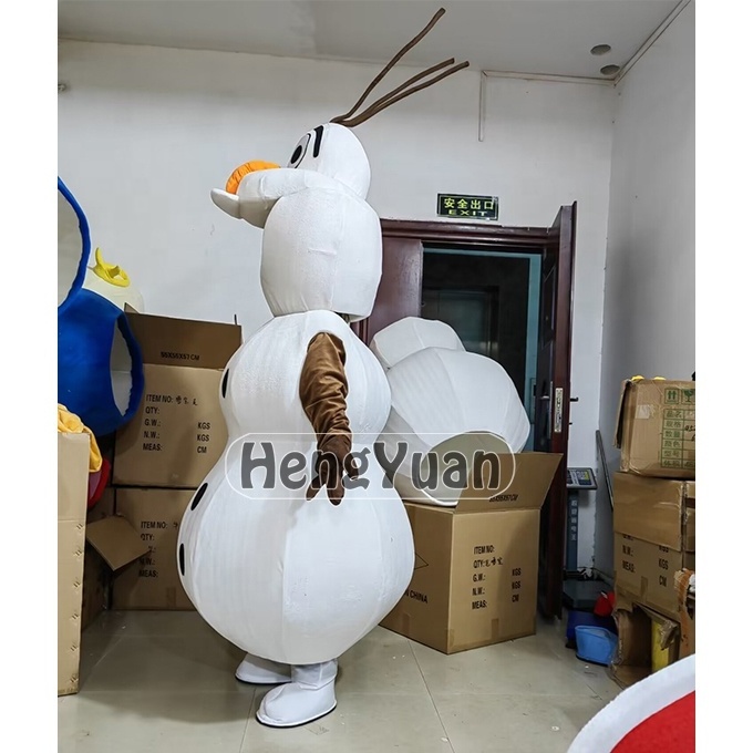 Hengyuan Olaf mascot costumes white snowman custom design mascot ,hot sell cartoon fur costumes