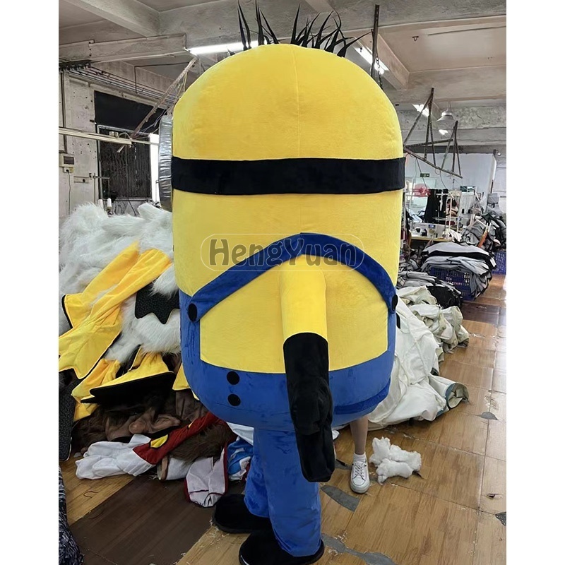 Outdoor Giant Customized Inflatable Cartoon Charater Costume Wear Bule Clothes Inflatable Yellow Cartoon Man Costume