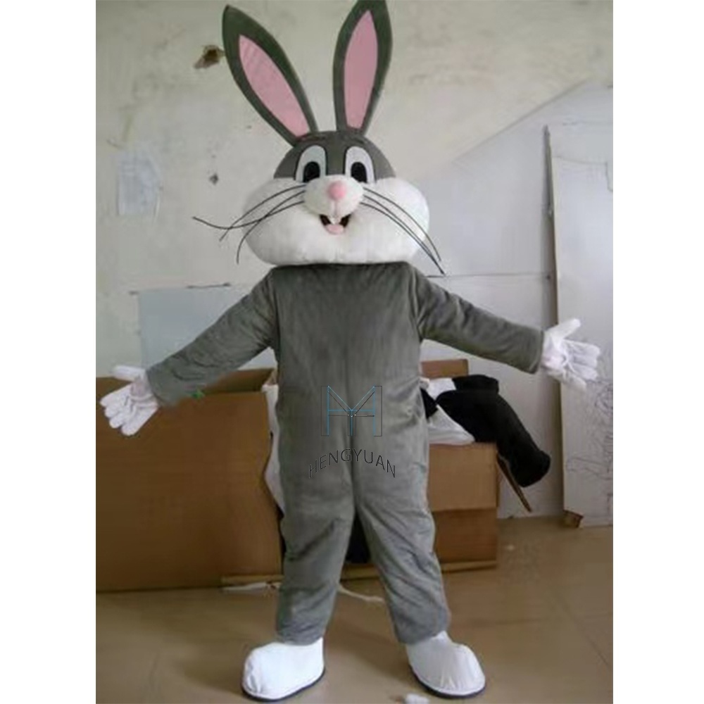 Hengyuan Factory Cheap Price Gray Easter Bunny Mascot Costume  Inflatable Rabbit Mascot Costume For Adult