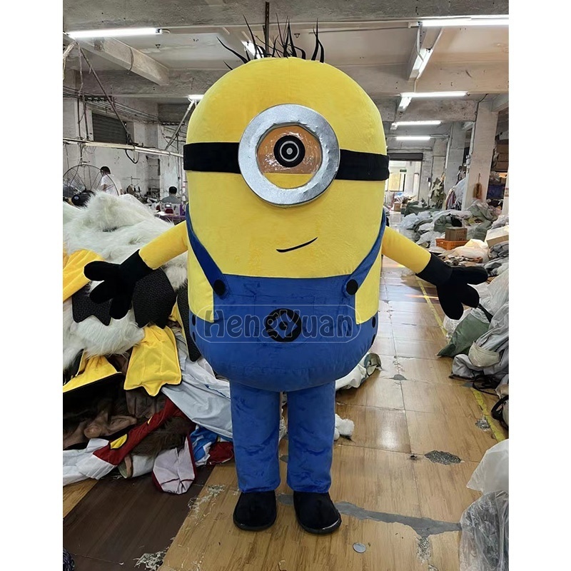 Outdoor Giant Customized Inflatable Cartoon Charater Costume Wear Bule Clothes Inflatable Yellow Cartoon Man Costume