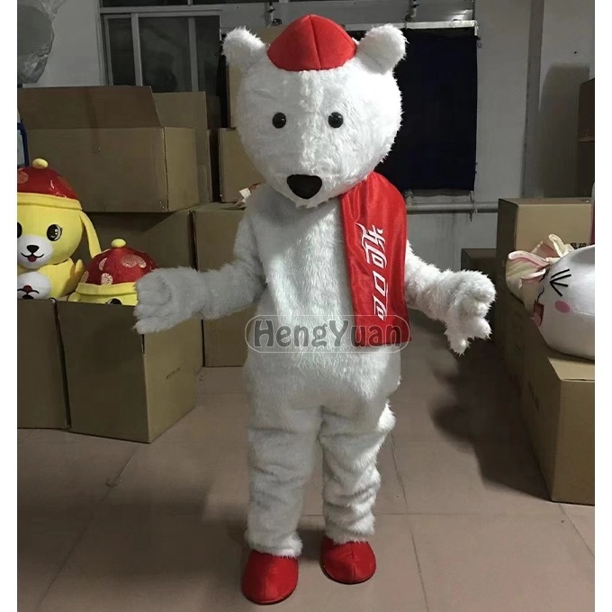 Hengyuan Custom Panda Mascot Polar Bear Cartoon Inflatable Costume Christmas Inflatable Polar Bear Mascot Costume for Sale