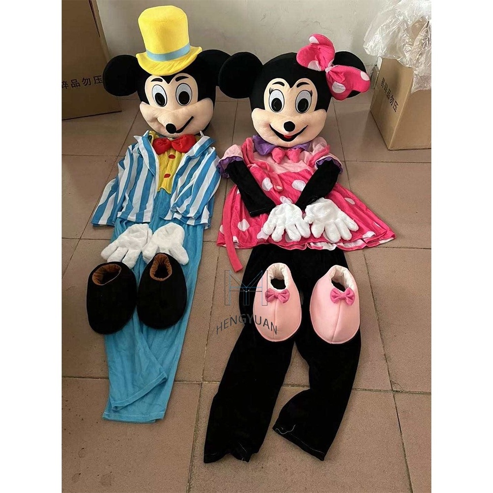 Hengyuan Factory Real Picture Adult Size Lovely Mickey And Minnie Cartoon Cosplay Mouse Mascot Costume For Sale