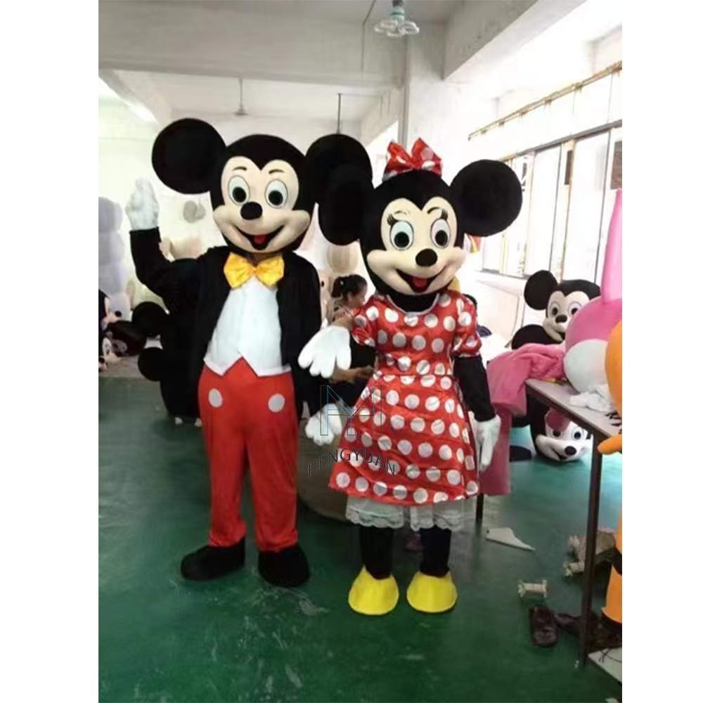 Hengyuan Factory Real Picture Adult Size Lovely Mickey And Minnie Cartoon Cosplay Mouse Mascot Costume For Sale