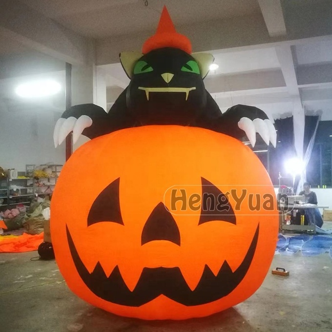 Shining Happy Halloween Party Bar Haunted House Large Thick Inflatable Pumpkin Eyeball Halloween Decoration