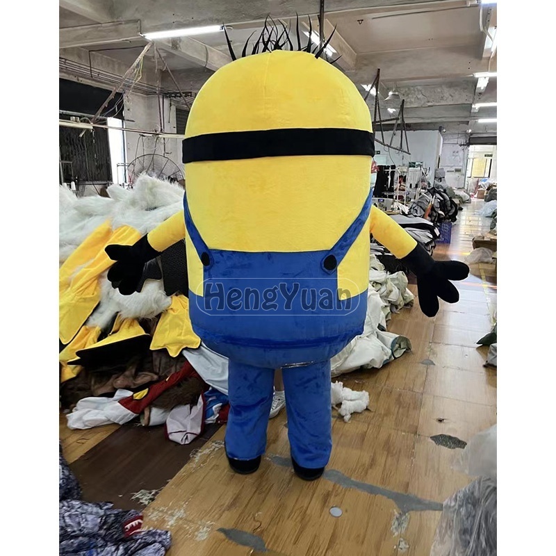 Outdoor Giant Customized Inflatable Cartoon Charater Costume Wear Bule Clothes Inflatable Yellow Cartoon Man Costume