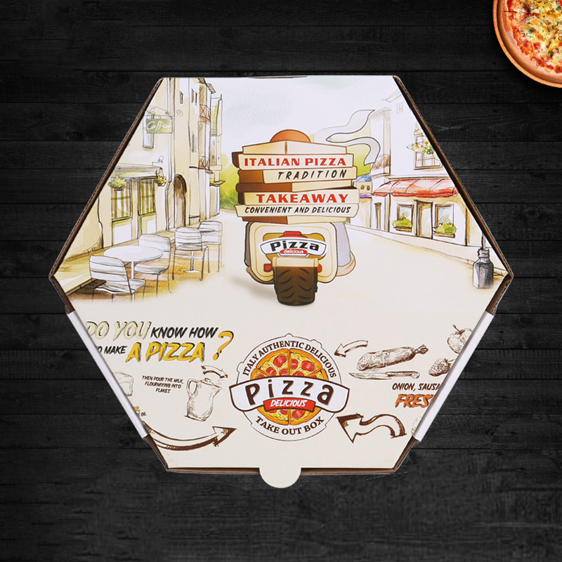 caja para pizza hexagonal 8/12/15 inch corrugated pizza box disposable takeaway pizza packing box