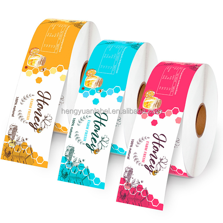 Custom Logo Sticker Thermal Transfer Label Lamination Printing Food Sticker Jam Honey Jar Bottle Label for Packaging