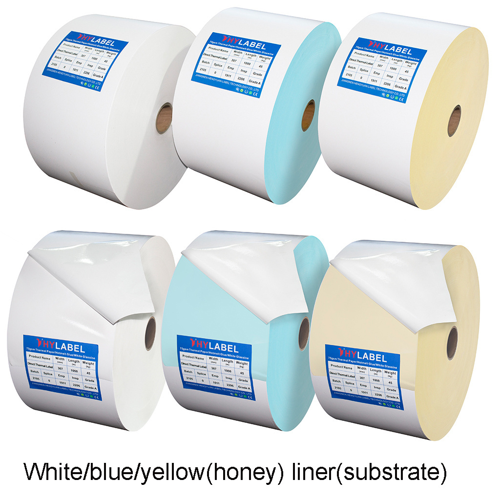 80gsm Semi gloss label self adhesive hot-melt acrylic glue coated paper sticker thermal transfer label material jumbo roll