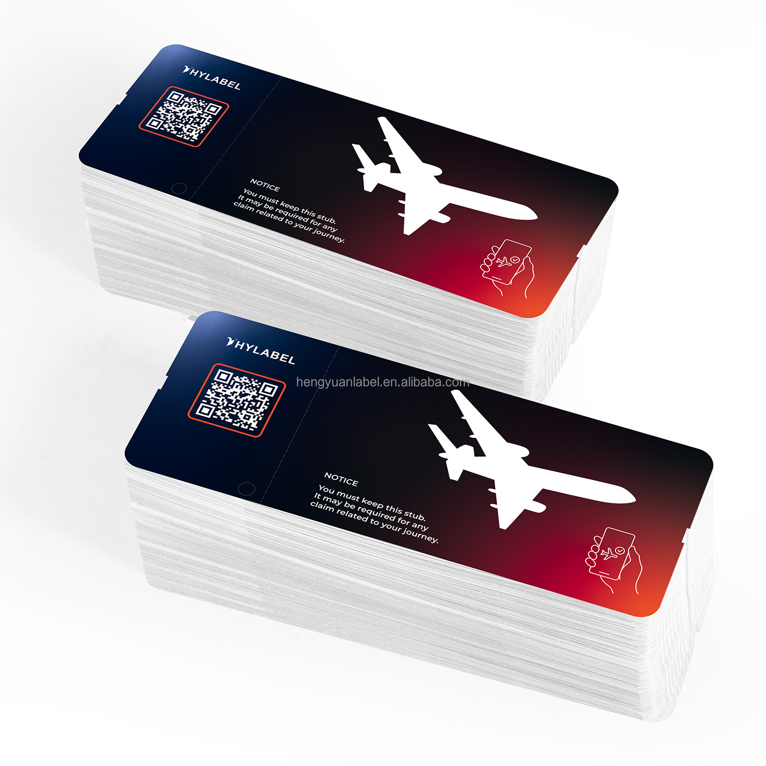 Airline Flight Ticket Custom Logo Design Direct Thermal Cardboard Paper Blank Airline Paper Boarding Pass Ticket