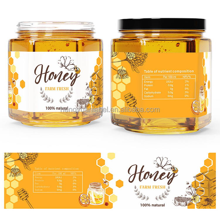 Custom Logo Sticker Thermal Transfer Label Lamination Printing Food Sticker Jam Honey Jar Bottle Label for Packaging