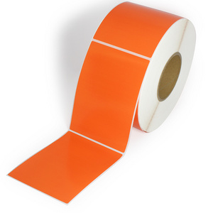 Custom Orange Color 4x6inch Label Semi Gloss Printed Thermal Transfer Shipping Waybill Sticker Label