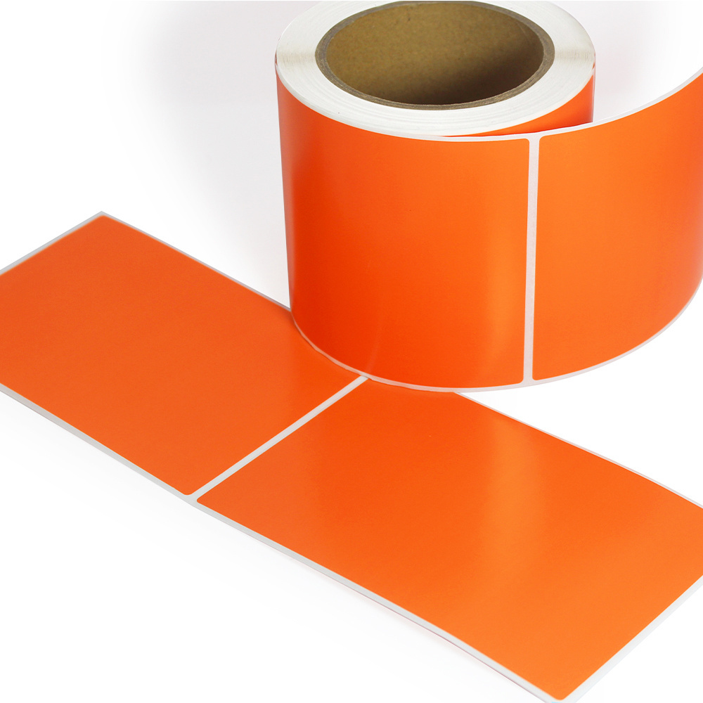 Custom Orange Color 4x6inch Label Semi Gloss Printed Thermal Transfer Shipping Waybill Sticker Label