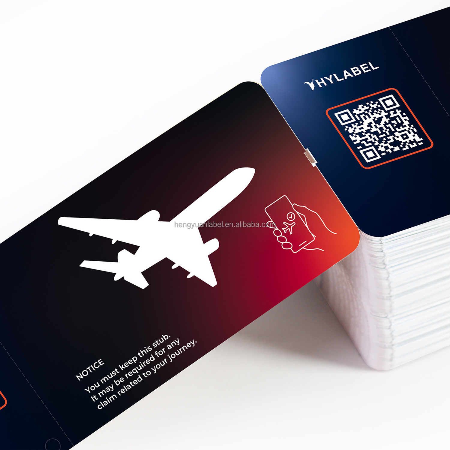 Airline Flight Ticket Custom Logo Design Direct Thermal Cardboard Paper Blank Airline Paper Boarding Pass Ticket