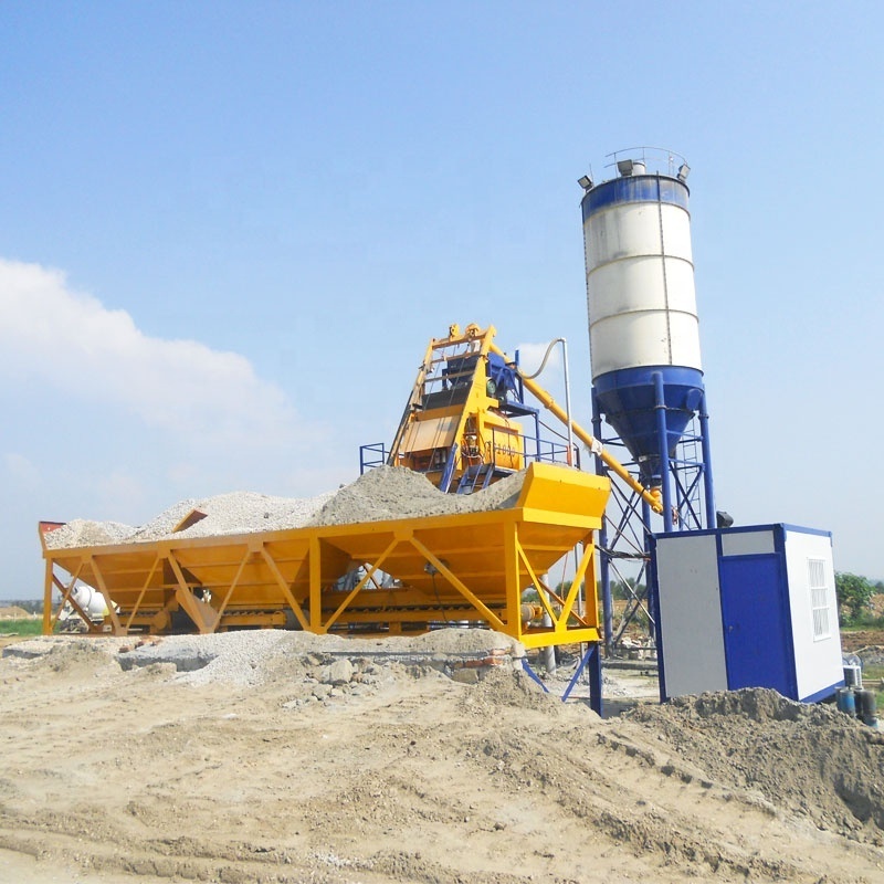 Official Manufacturer HZS50 50 m3/h Concrete Batching Plant With 4 Units Aggregate Storage Hopper