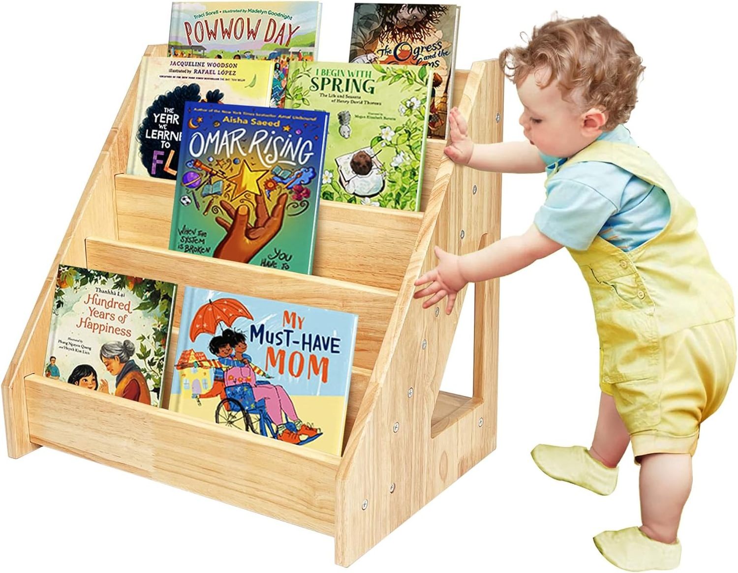 Bookshelf for Toddler Wooden Book Display Shelf for Toddler Bookcase Eco-Friendly, Sturdy & Safe for Children's Growth Bookshelf