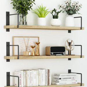 Metope adornment of solid wooden walls with metal stents 24 inches is easy to install wall three times Floating Shelf