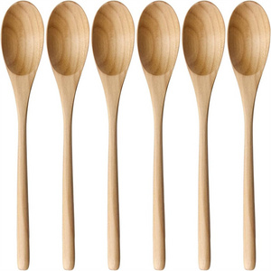 6 wooden spoons, used for food mixing, long handle spoon with Japanese kitchen utensils