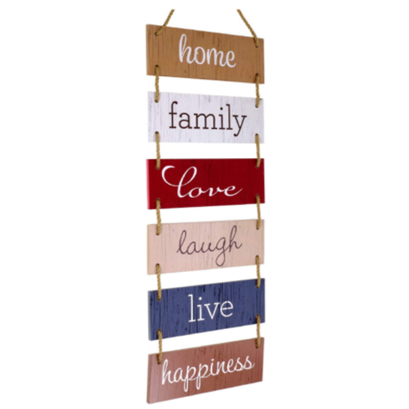 Home Family Love Laugh Live Happiness Hanging Wood Wall Decoration Large Hanging Wall Sign Rustic Wooden Decor