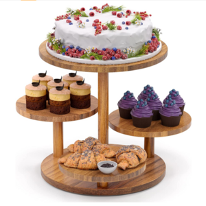 Wholesale Custom top selling Wood cake stand with Tiered Tray decoration Farmhouse tiered tray decoration