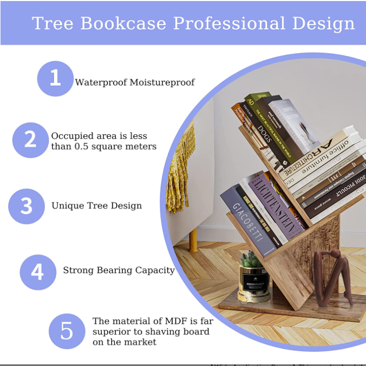 Custom Wholesale Wood Tree Bookshelf 3 Shelves Dis lay Bookcase for Books  Desk Standing Book Shelves Organizer for  Living Room