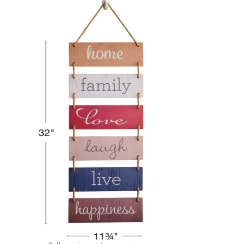 Home Family Love Laugh Live Happiness Hanging Wood Wall Decoration Large Hanging Wall Sign Rustic Wooden Decor