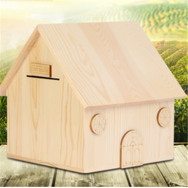 Decorative Wooden Shadow Box Frame High Quality Coin Bank Piggy Banks for Adults Natural Wooden Money Box